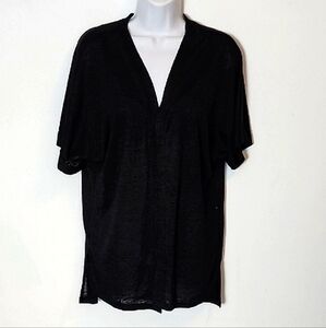 Cardigan Sz.large Black Short Sleeve Work-Top Ligth-Weith Office
